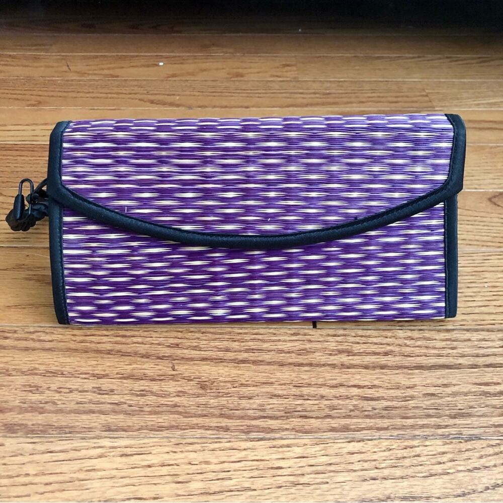 Saraye Tatami Baskets of Cambodia Geometric Bohemian Purple Tan Shoulder Bag